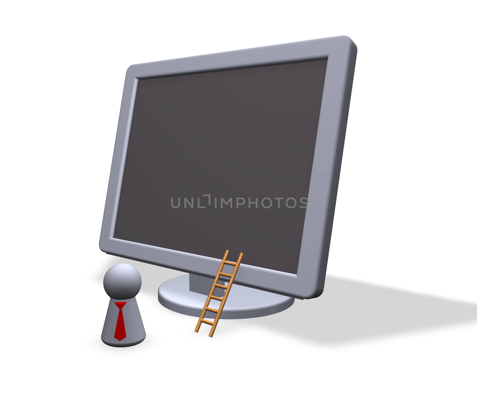 play figure with red tie and tft-monitor