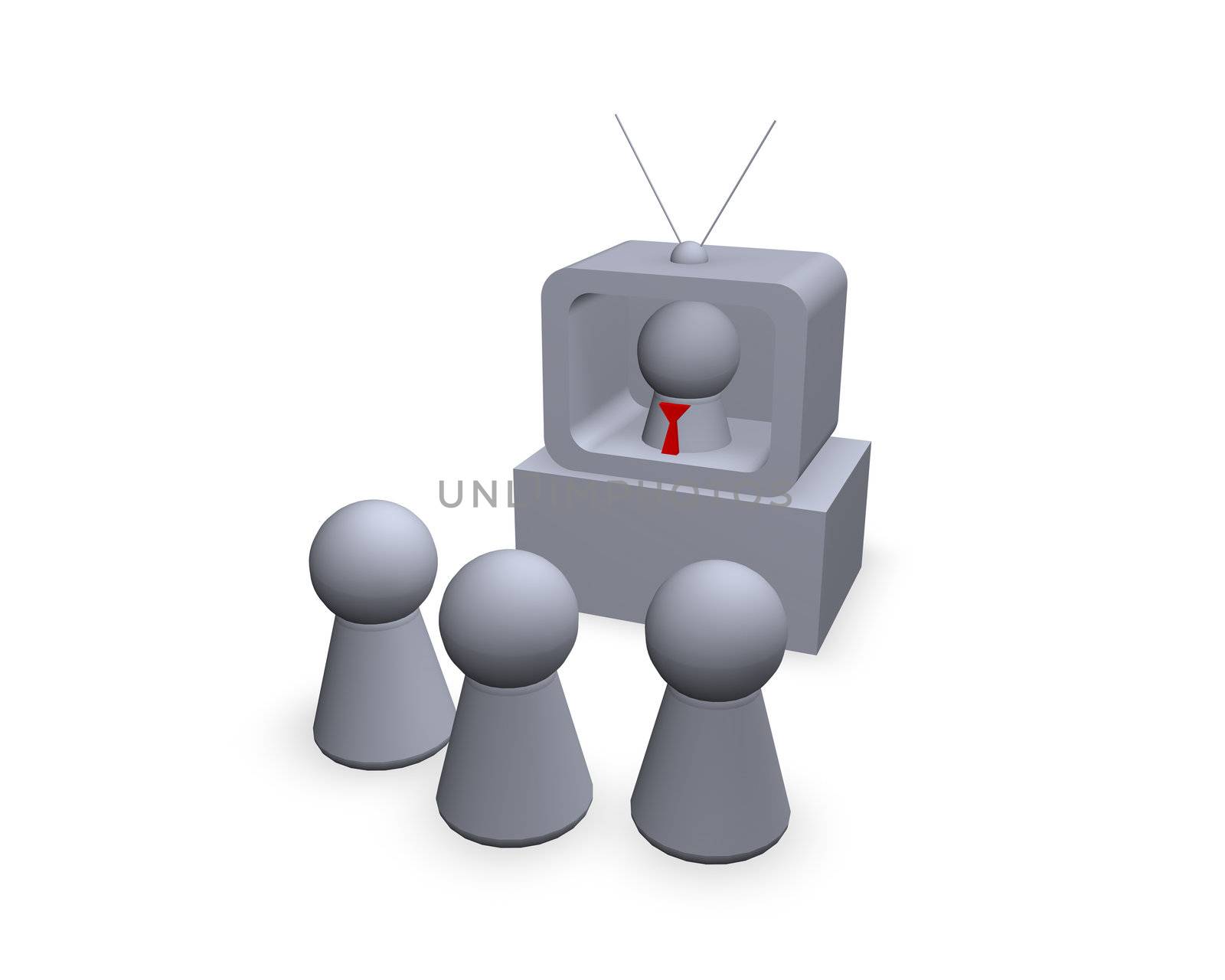 play figures - viewers and speaker in the tv