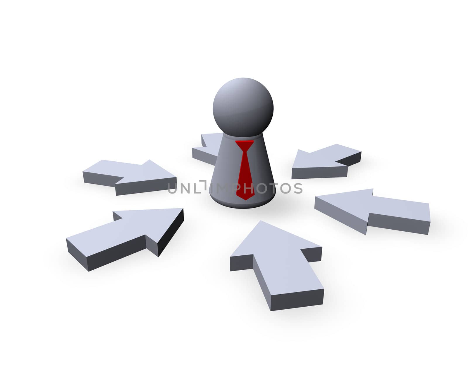 play figure businessman with red tie and pointers