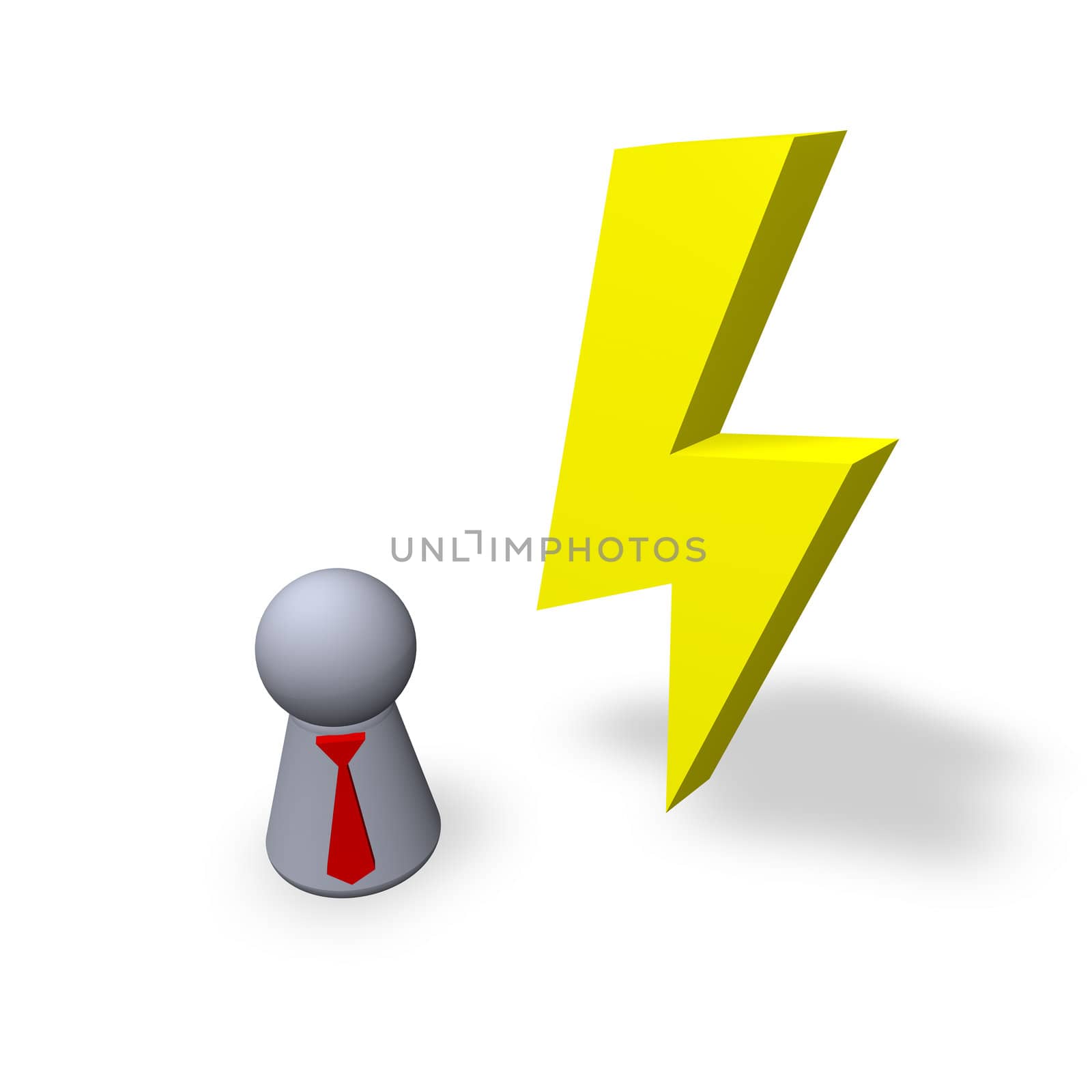yellow flash and play figure with red tie