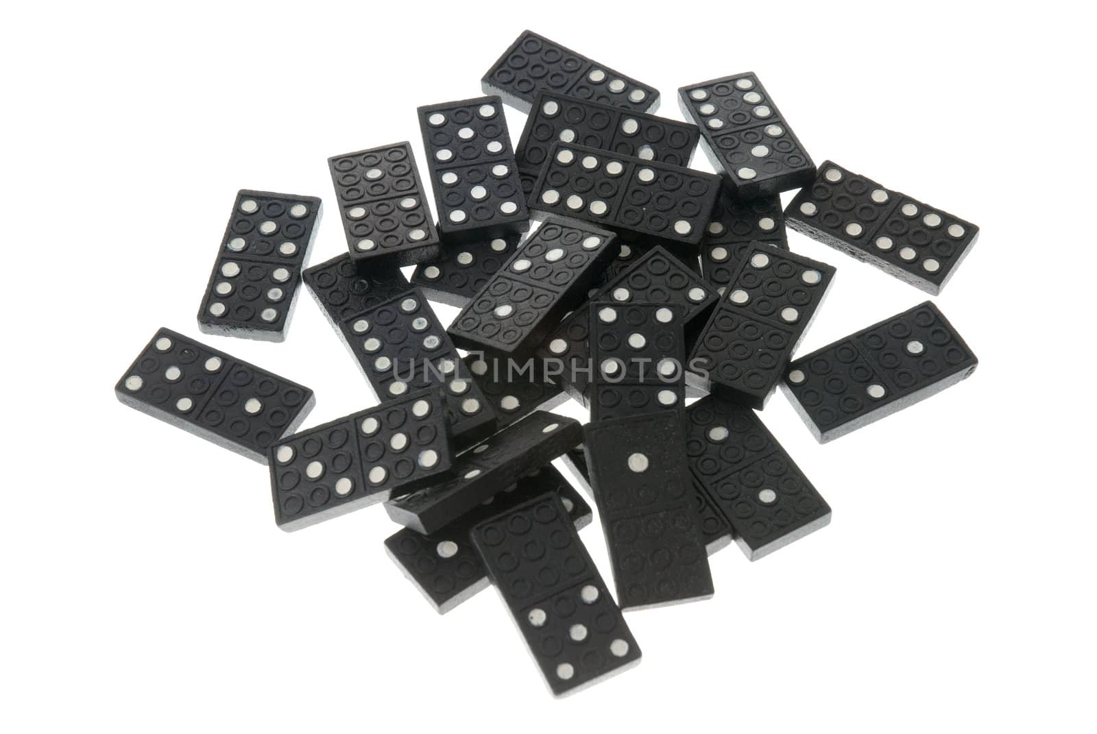 Dominoes close up isolated on white background.