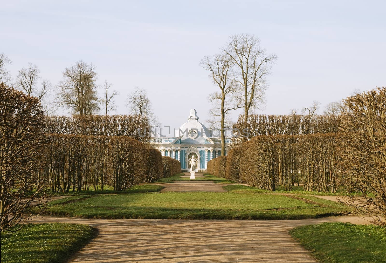 Alley in park of Pushkin, famous town in Russia