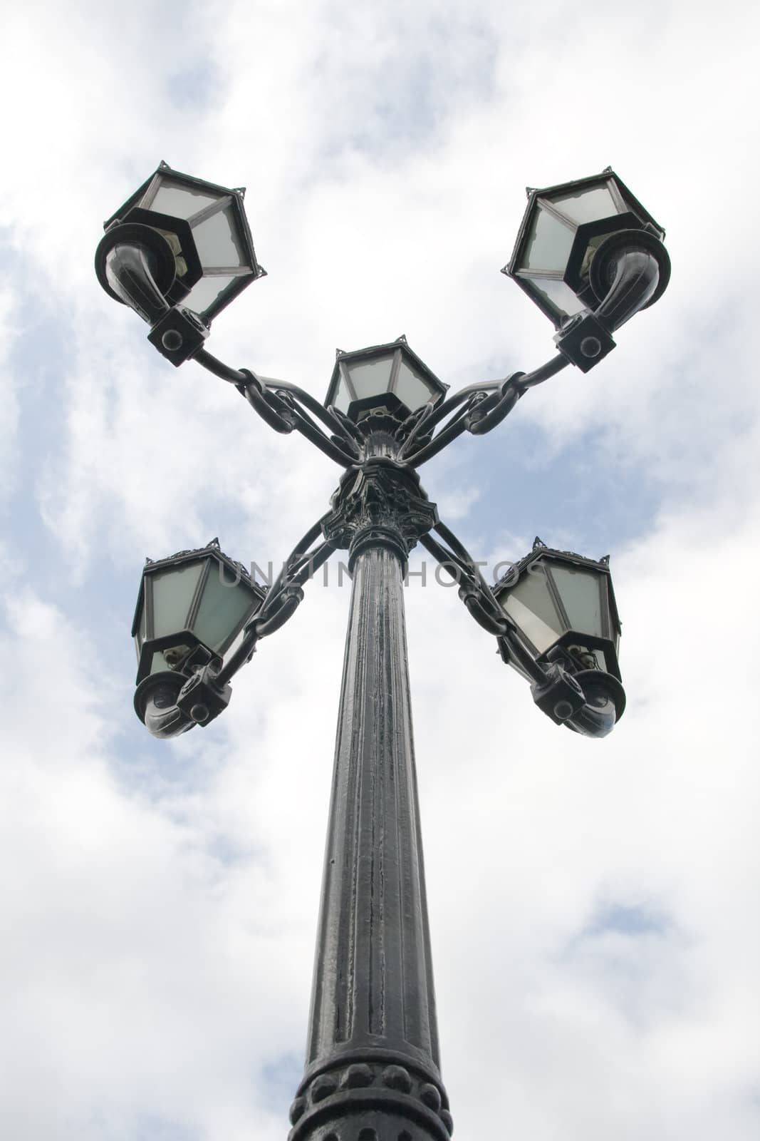 Old-fashioned lamppost, view from below