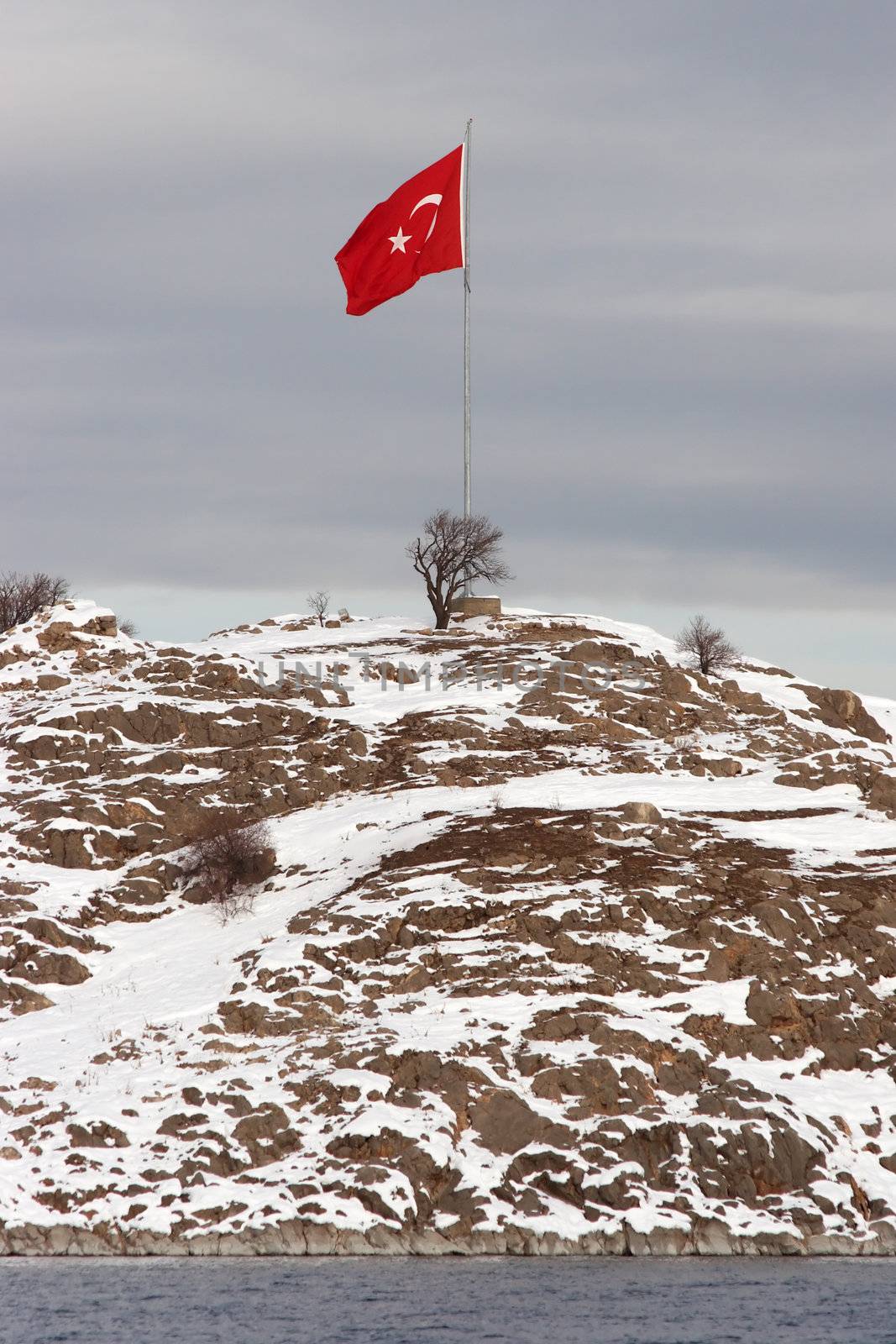 Turkish flag at Akdamar Island by azotov