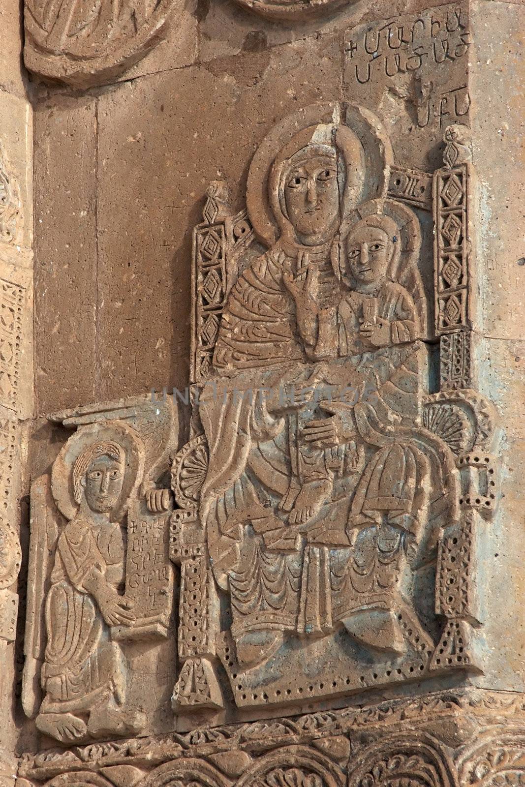 Carving on armenian church at Akdamar, Turkey by azotov