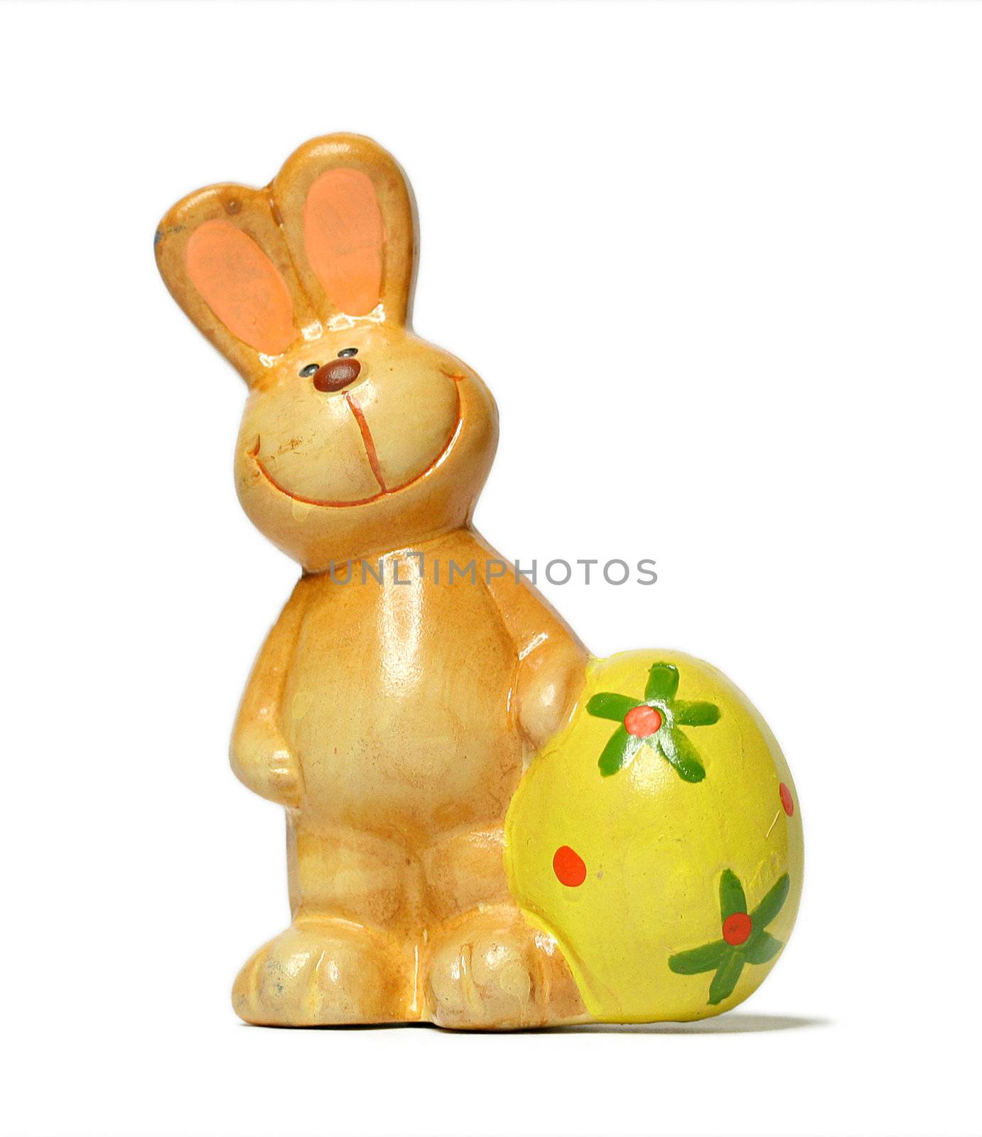 ceramic pottery easter bunny frontal with egg