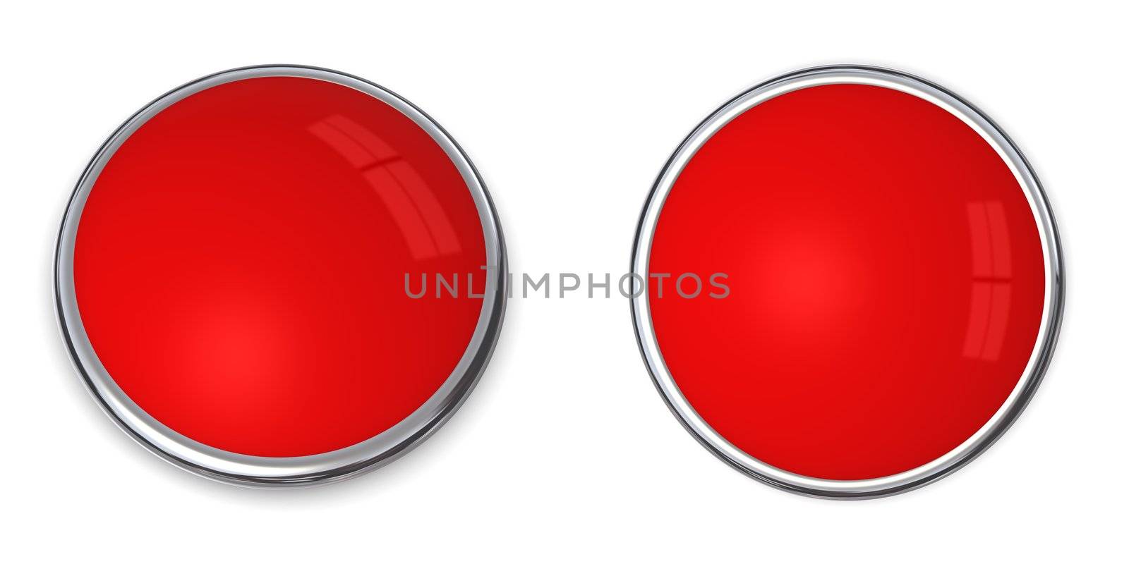 3D button in solid red, front and side angle