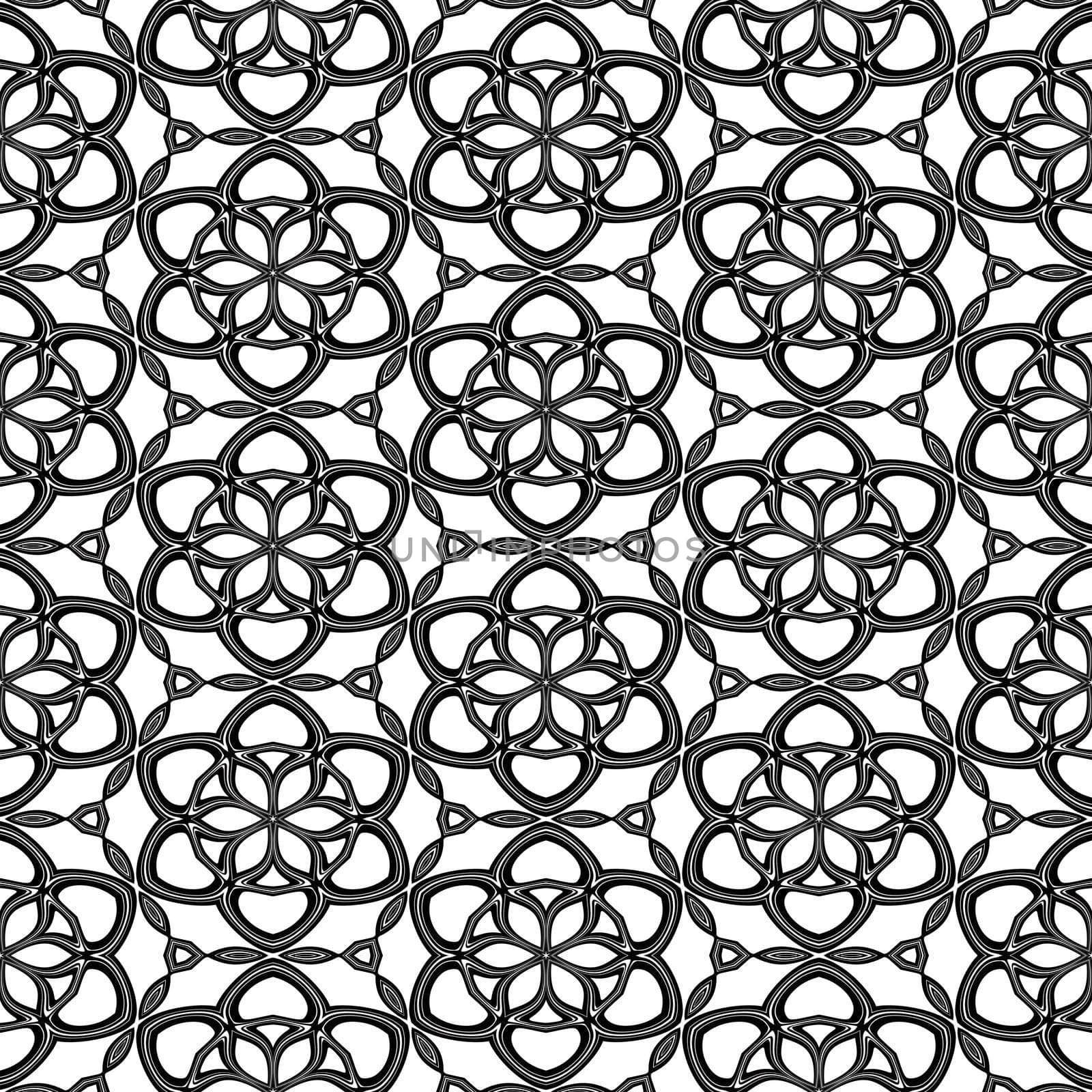 seamless texture of metallic retro flower shapes on white 