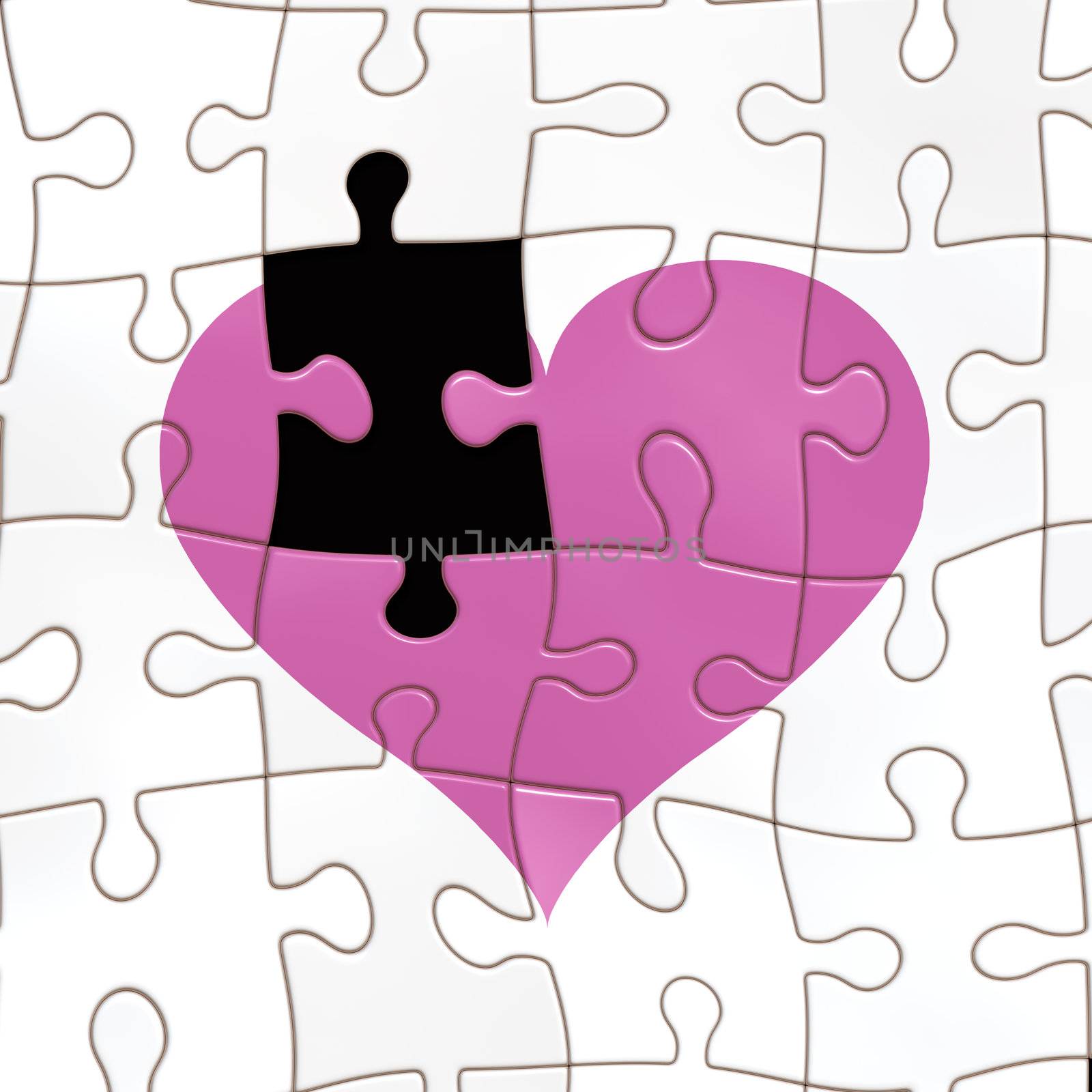 seamless texture of a jigsaw heart with one fragment missing