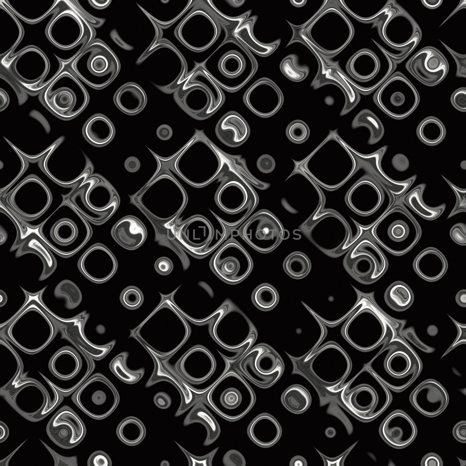 seamless texture of silver metal shapes on black