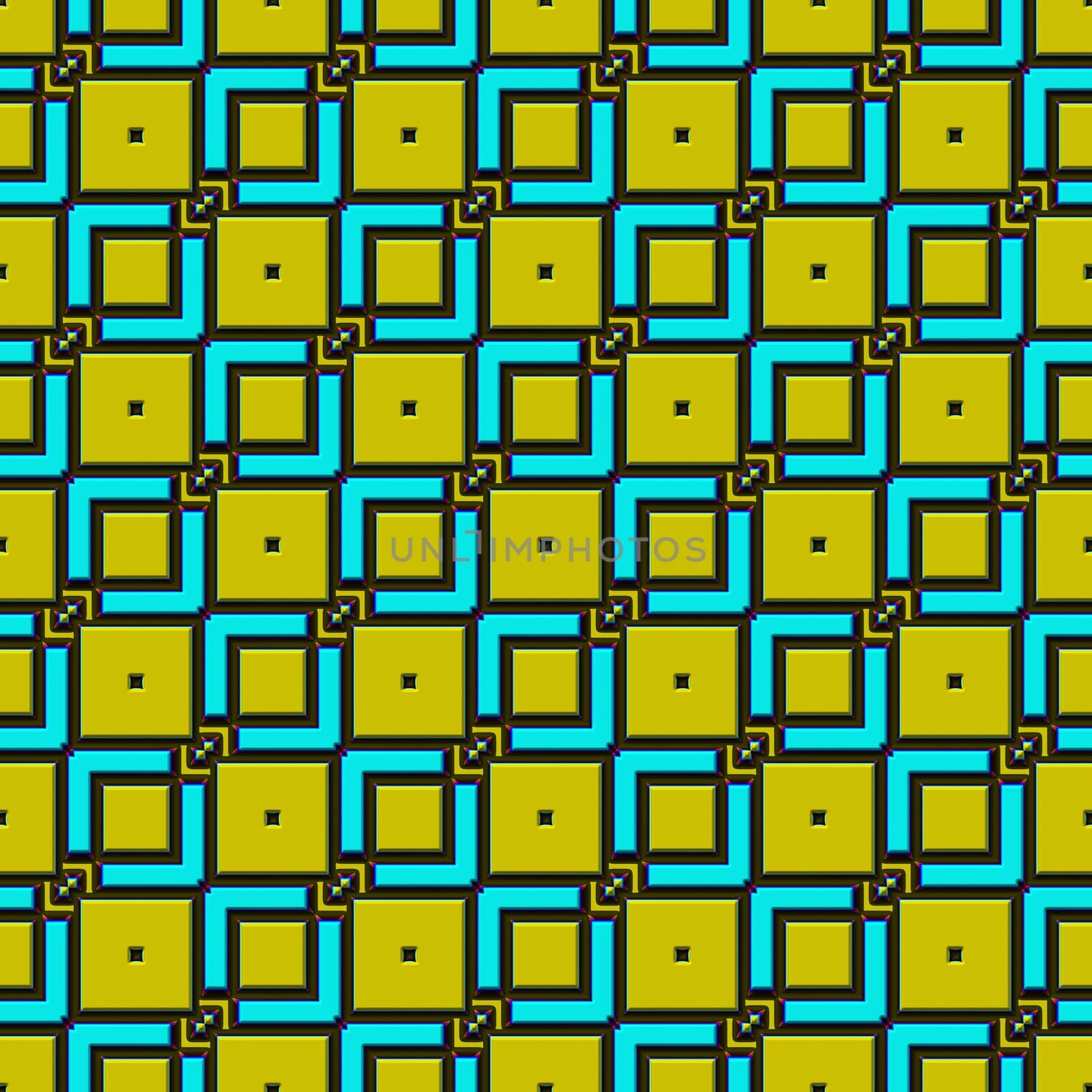 seamless texture of bright blue stainless squares on yellow