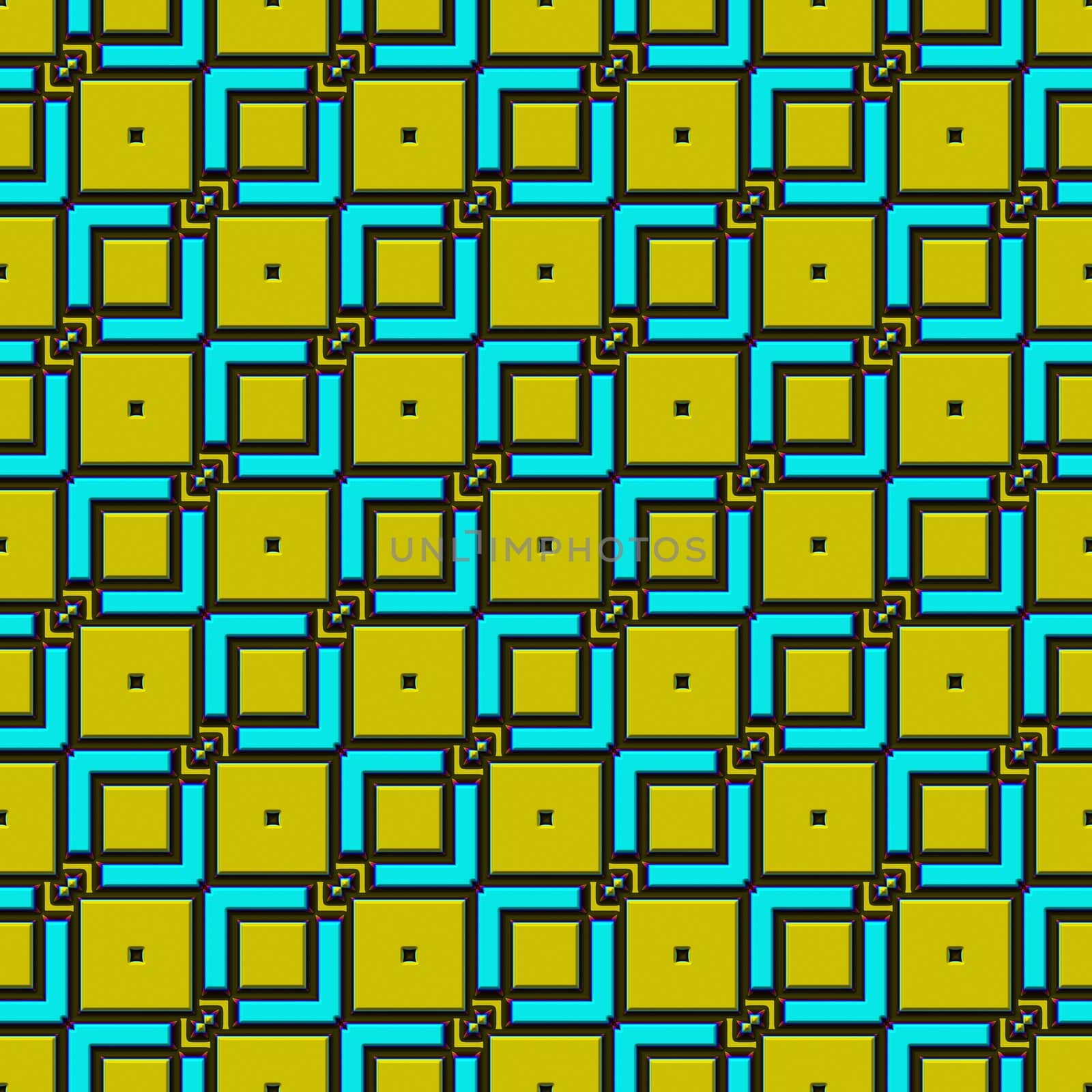 seamless texture of bright blue stainless squares on yellow