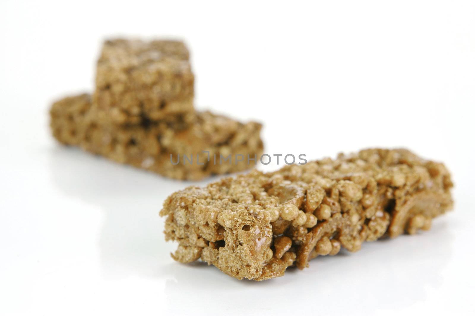 Chocolate energy bar isolated against a white background