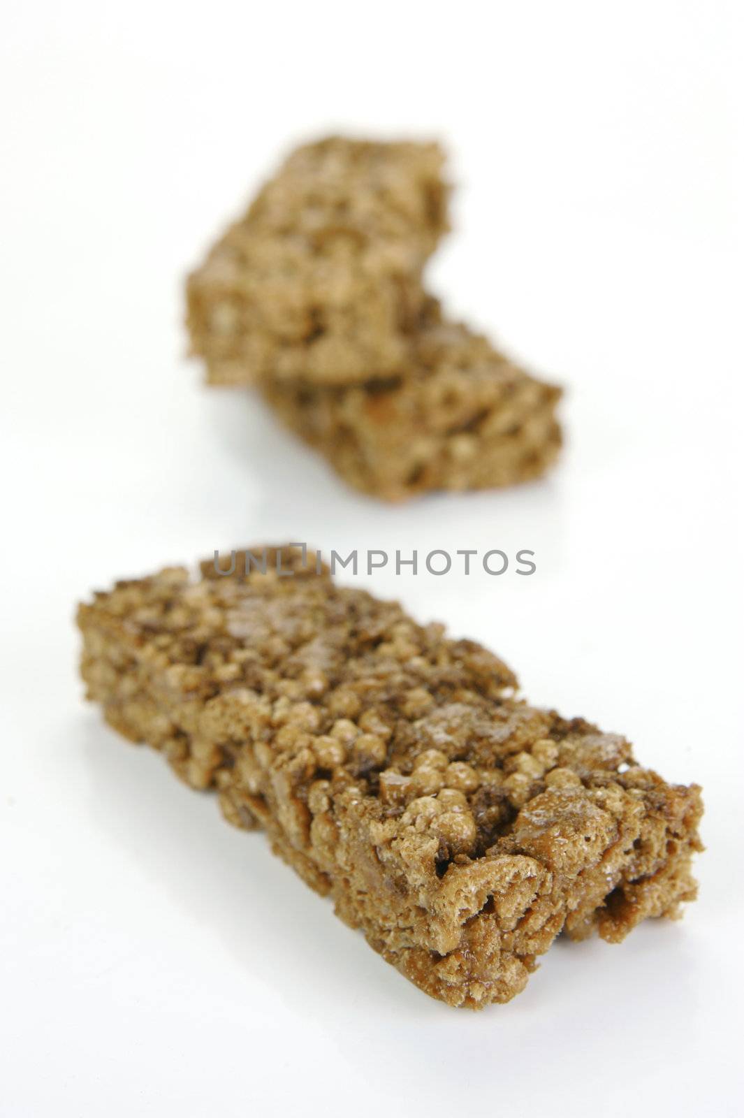 Chocolate energy bar isolated against a white background