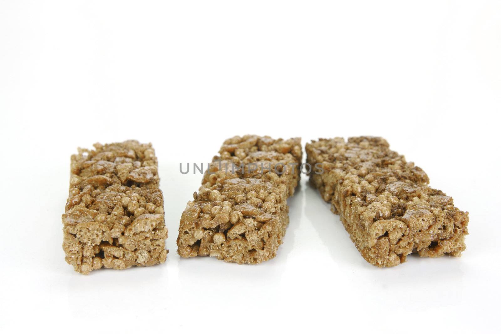 Chocolate energy bar isolated against a white background