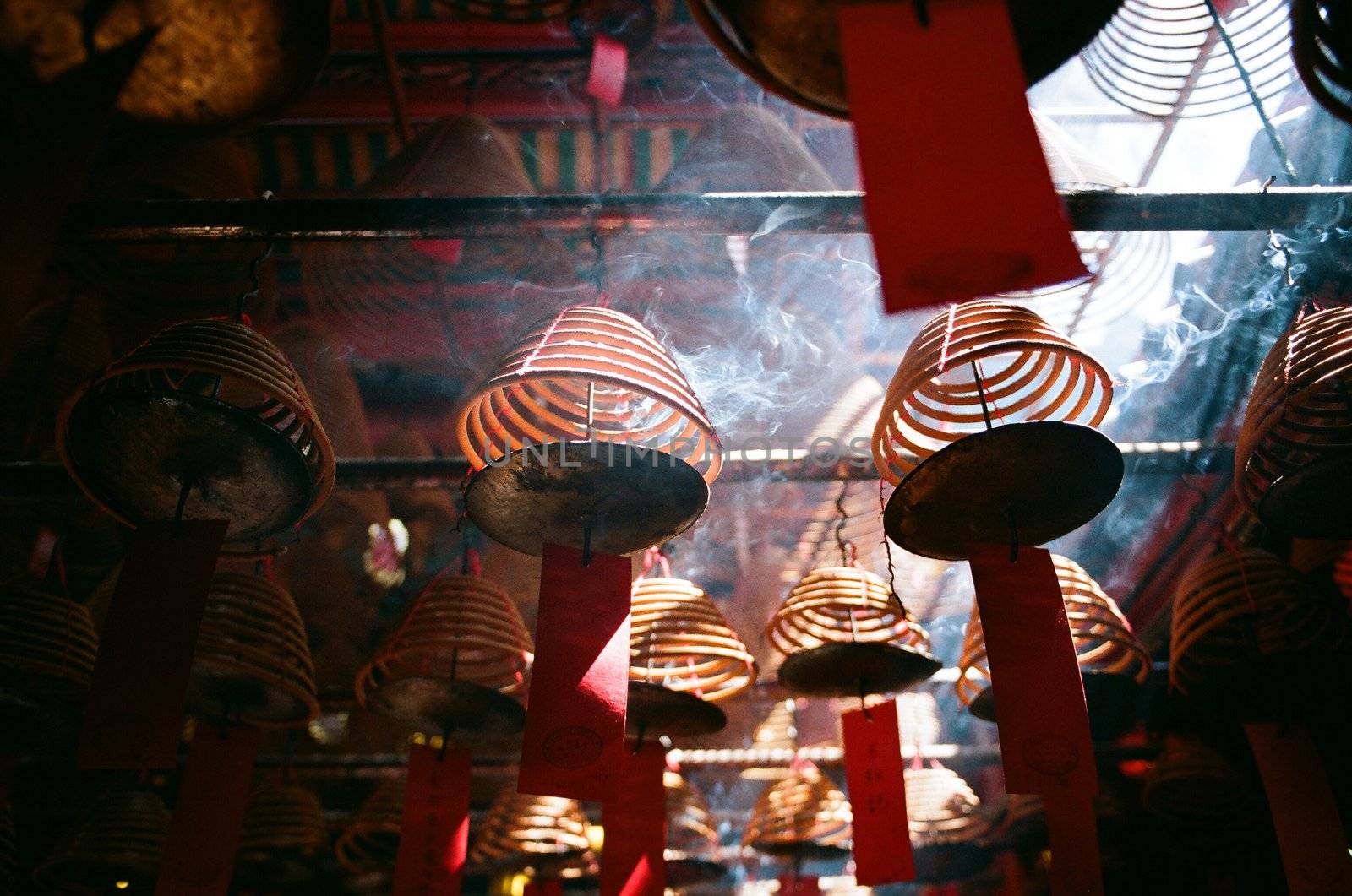 Incense coils that is found in chinese temple at many asia countries, pictures are taken in Hong Kong