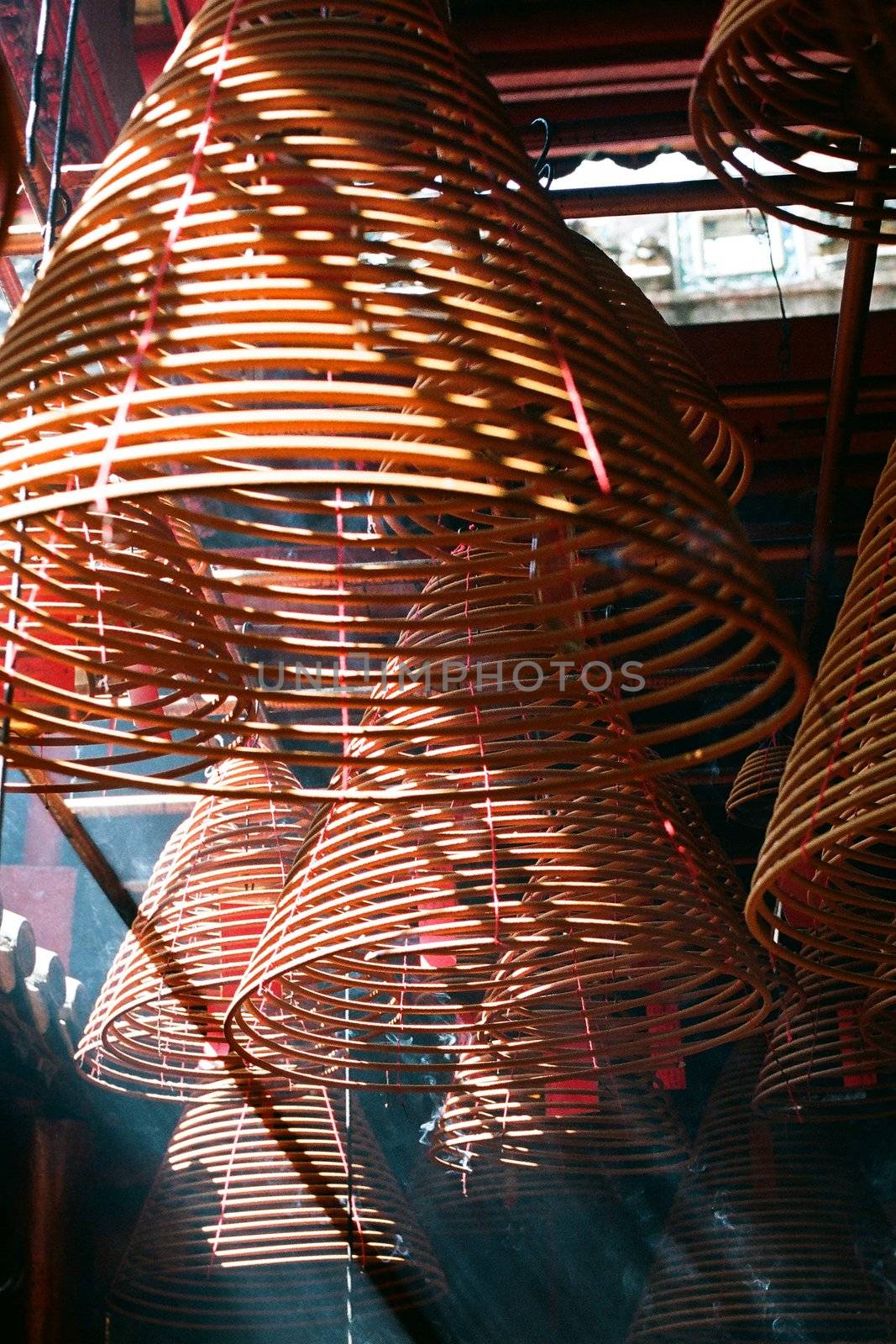 Incense coils that is found in chinese temple at many asia countries, pictures are taken in Hong Kong