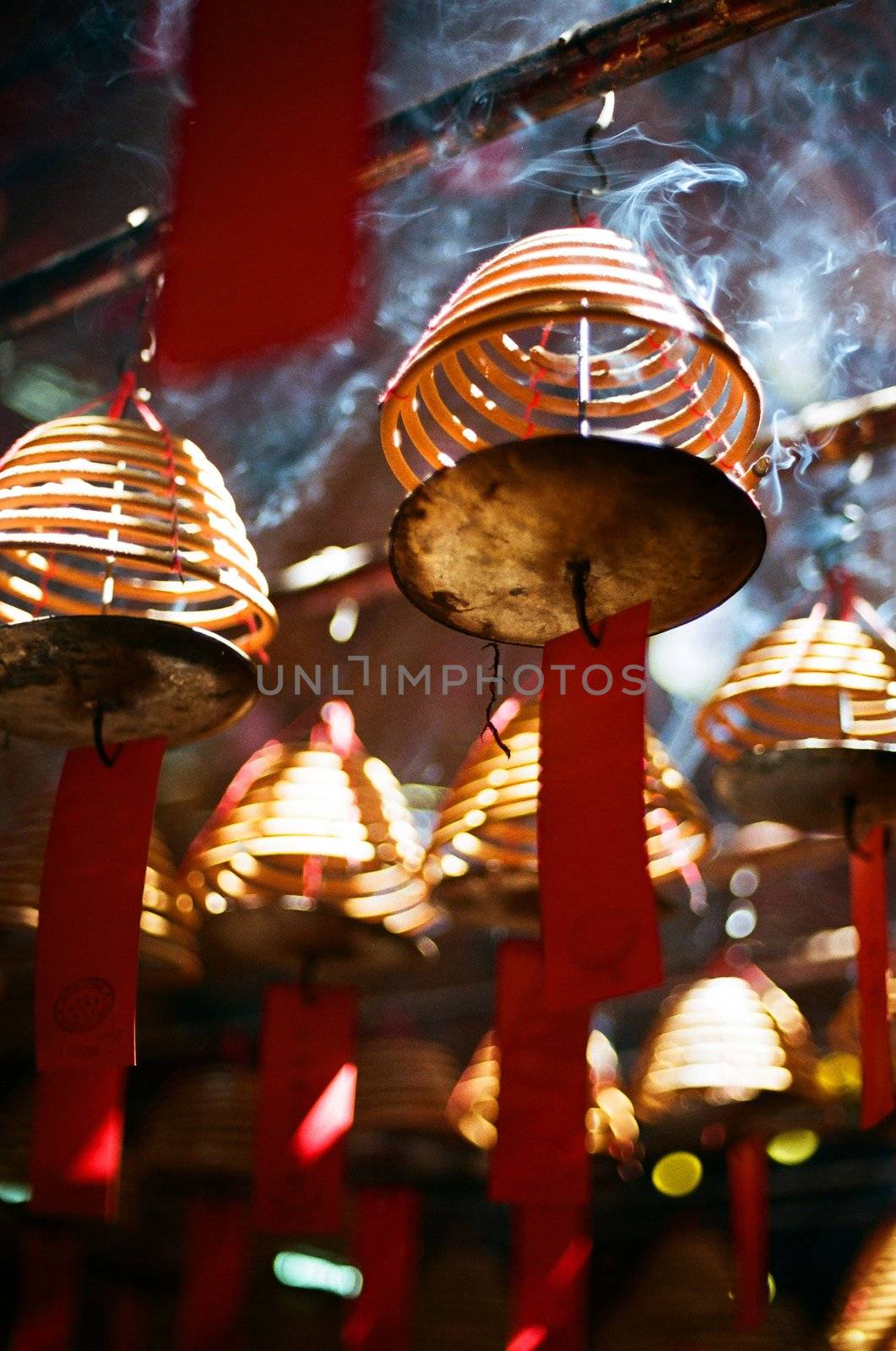 Incense coils that is found in chinese temple at many asia countries, pictures are taken in Hong Kong