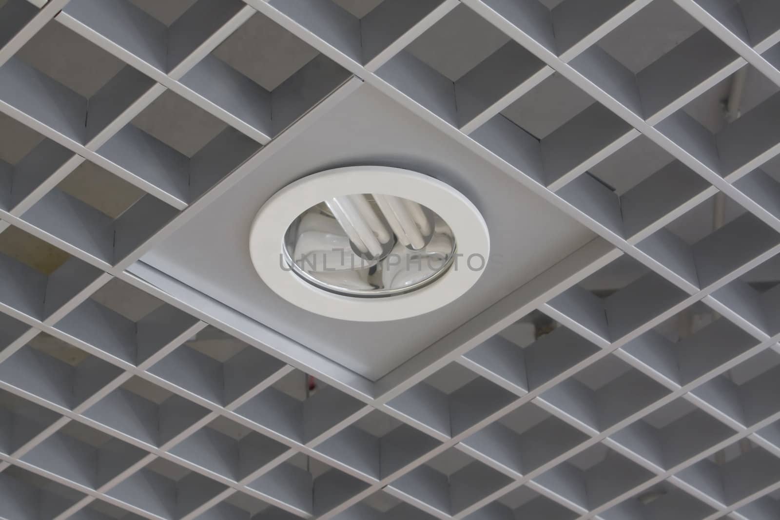 Decorative ceiling with the built in fixture and a power saving up lamp