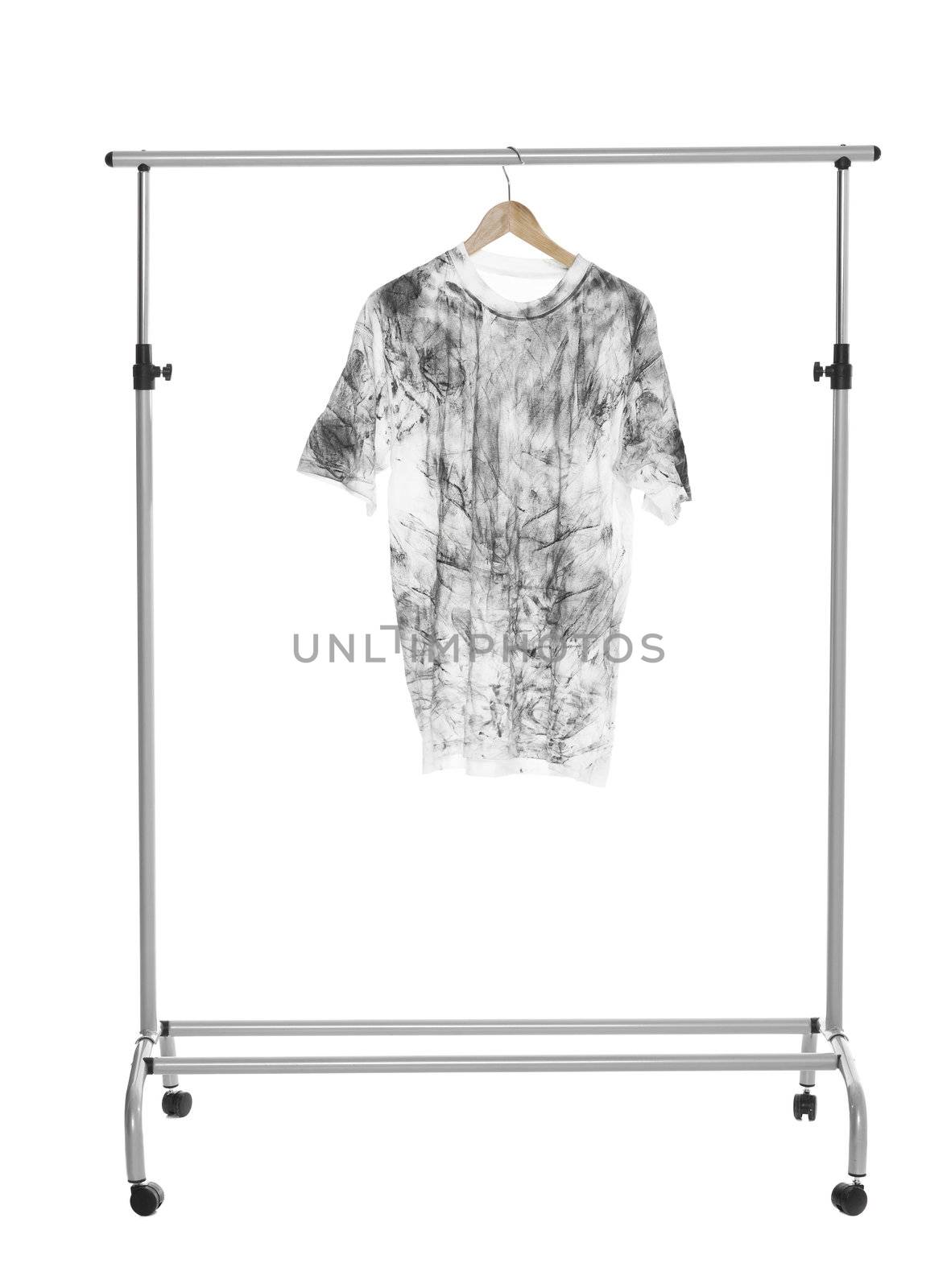 Dirty T-shirt on a Clothes Rack isolated