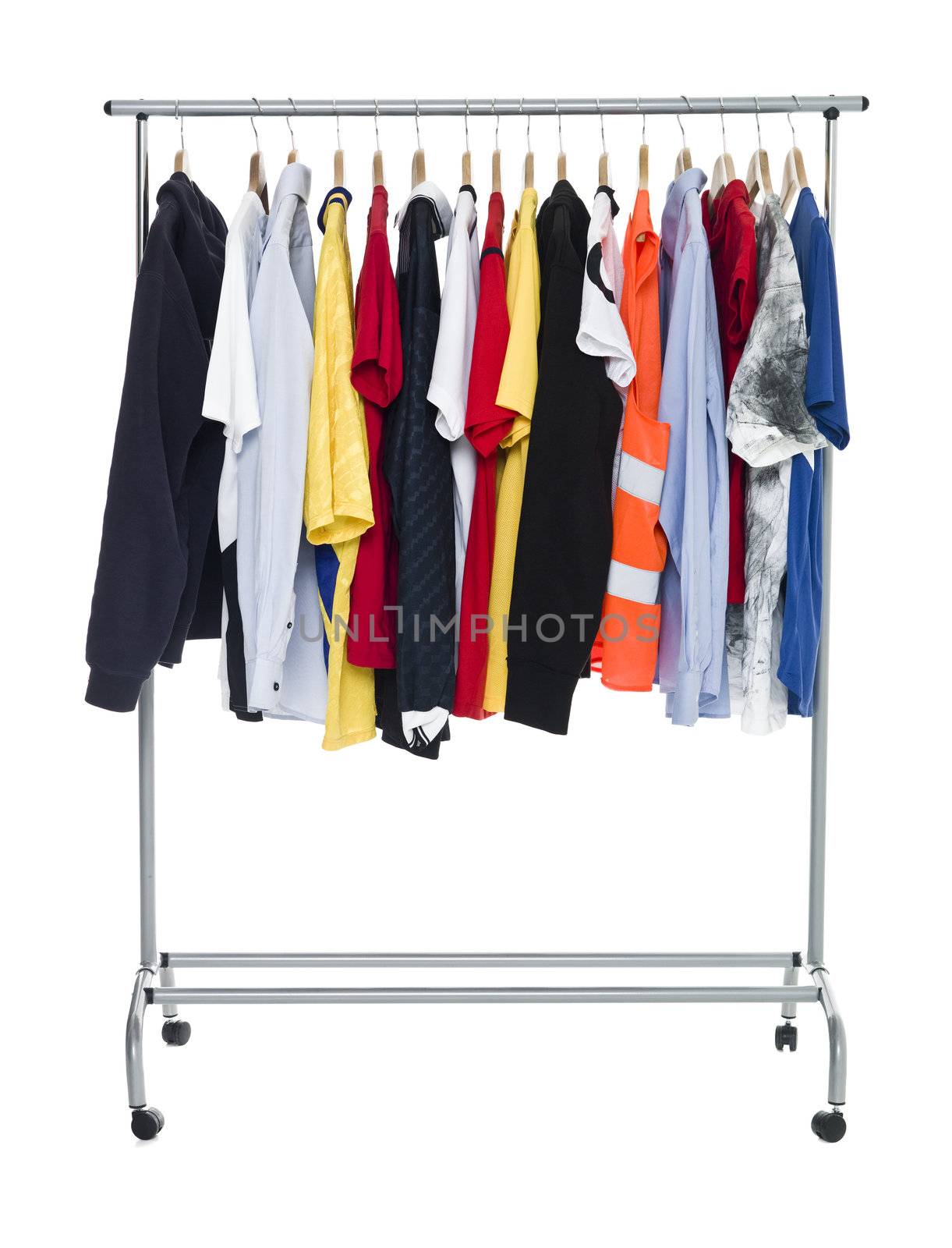 Clothes on a Rack isolated on white Background