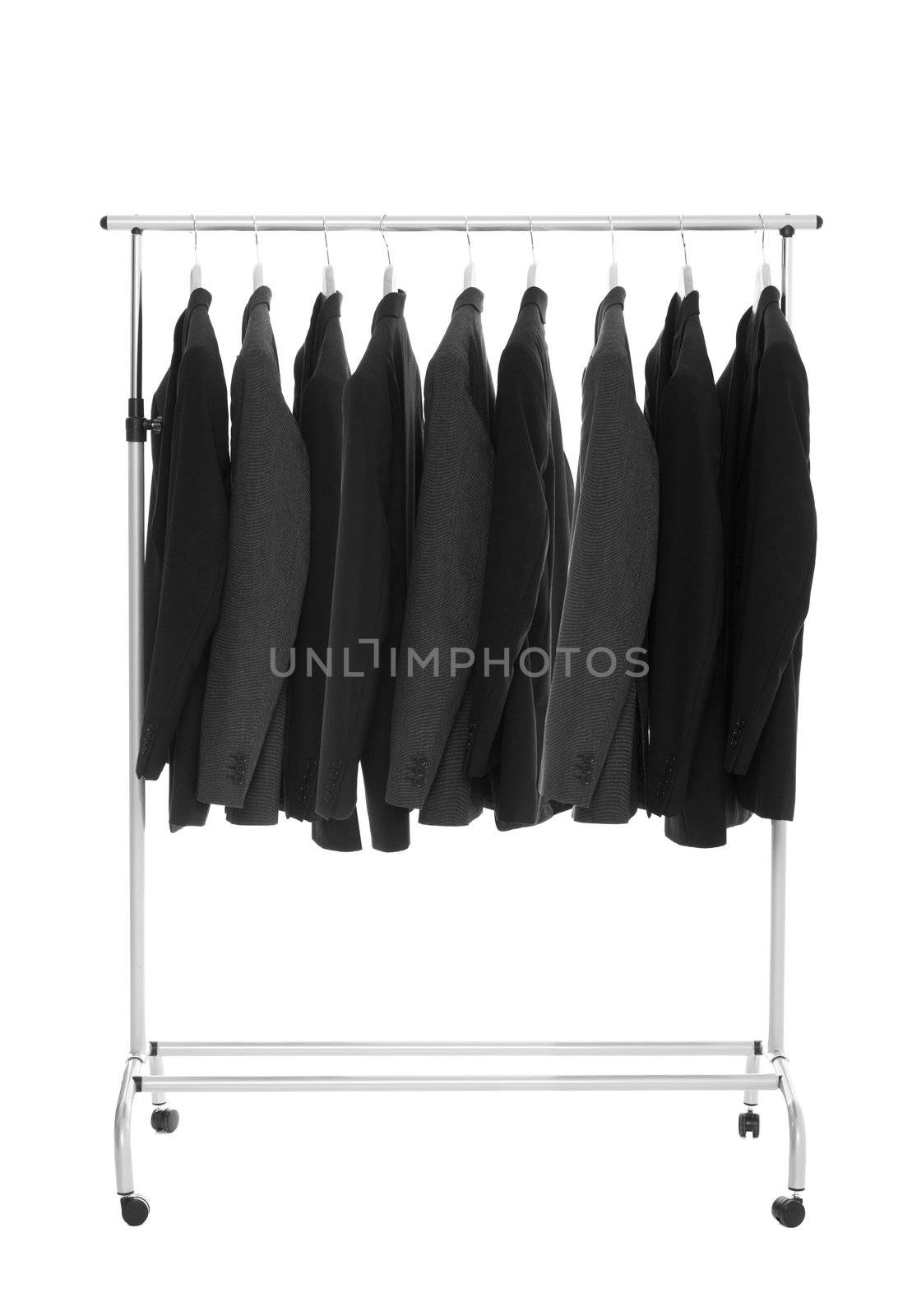 Suits on a Dress Rack isolated on white background