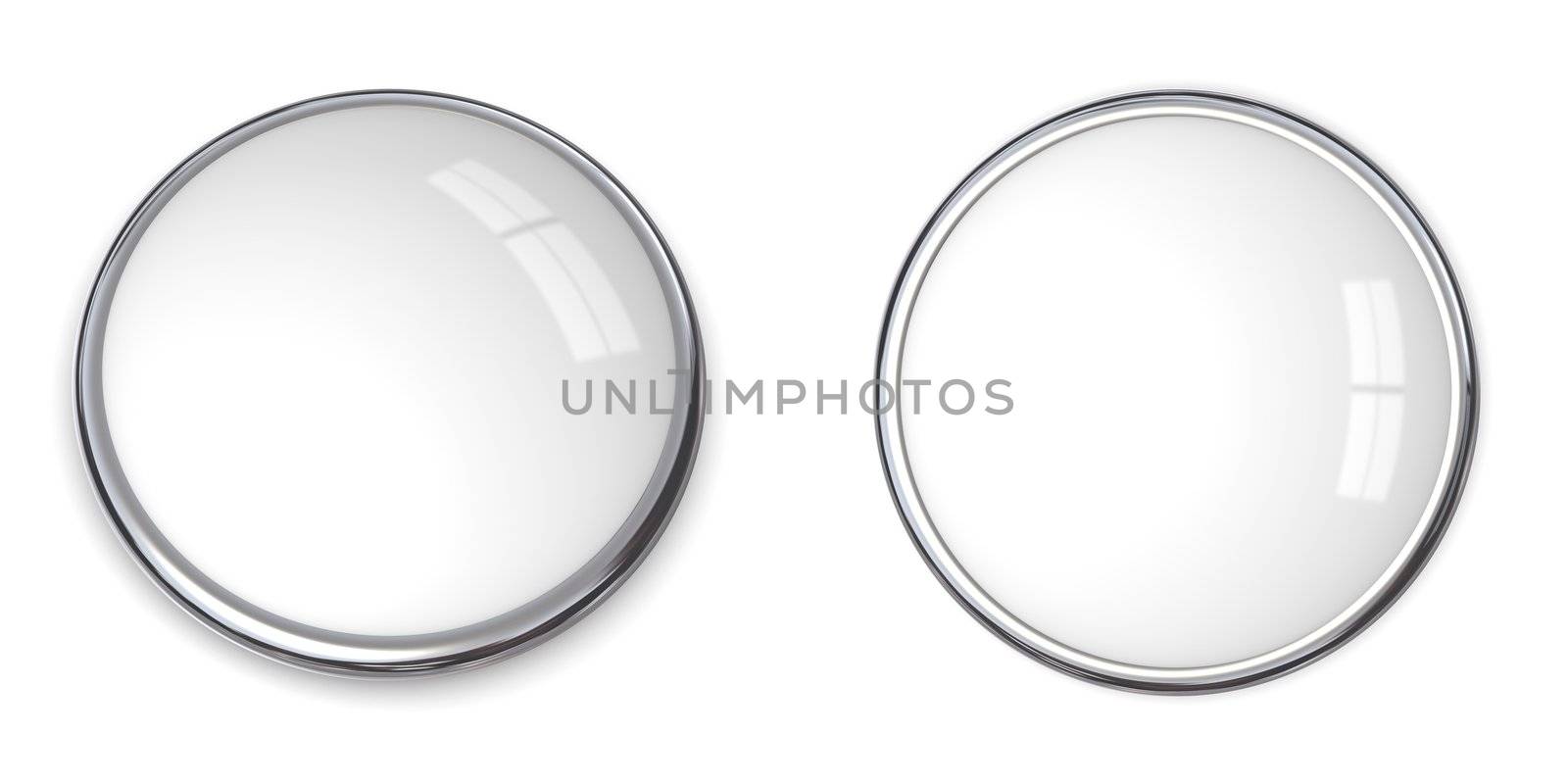 3D button in solid white, front and side angle