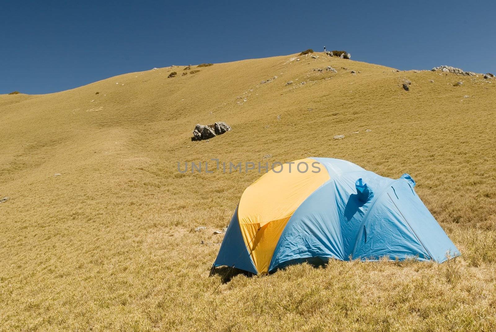 Special tent set on the grassland of high mountain.