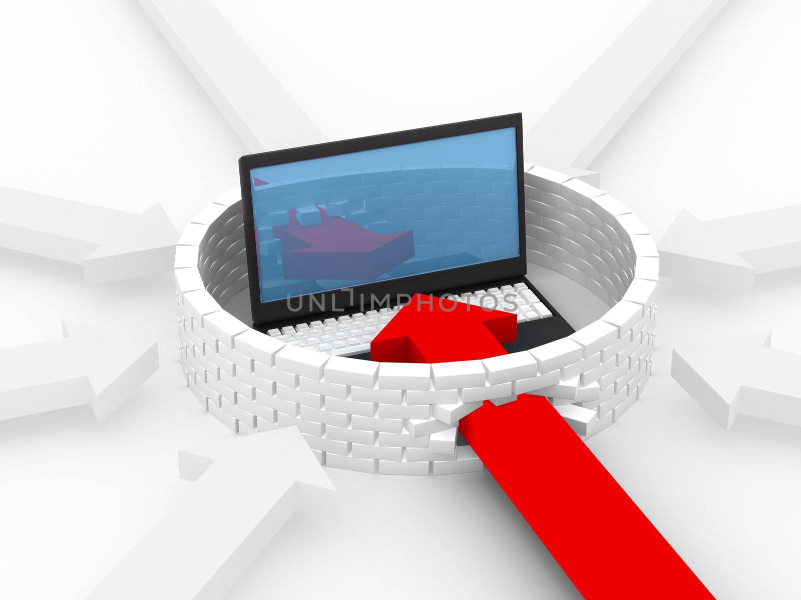 Protected global network the Internet. 3D image.