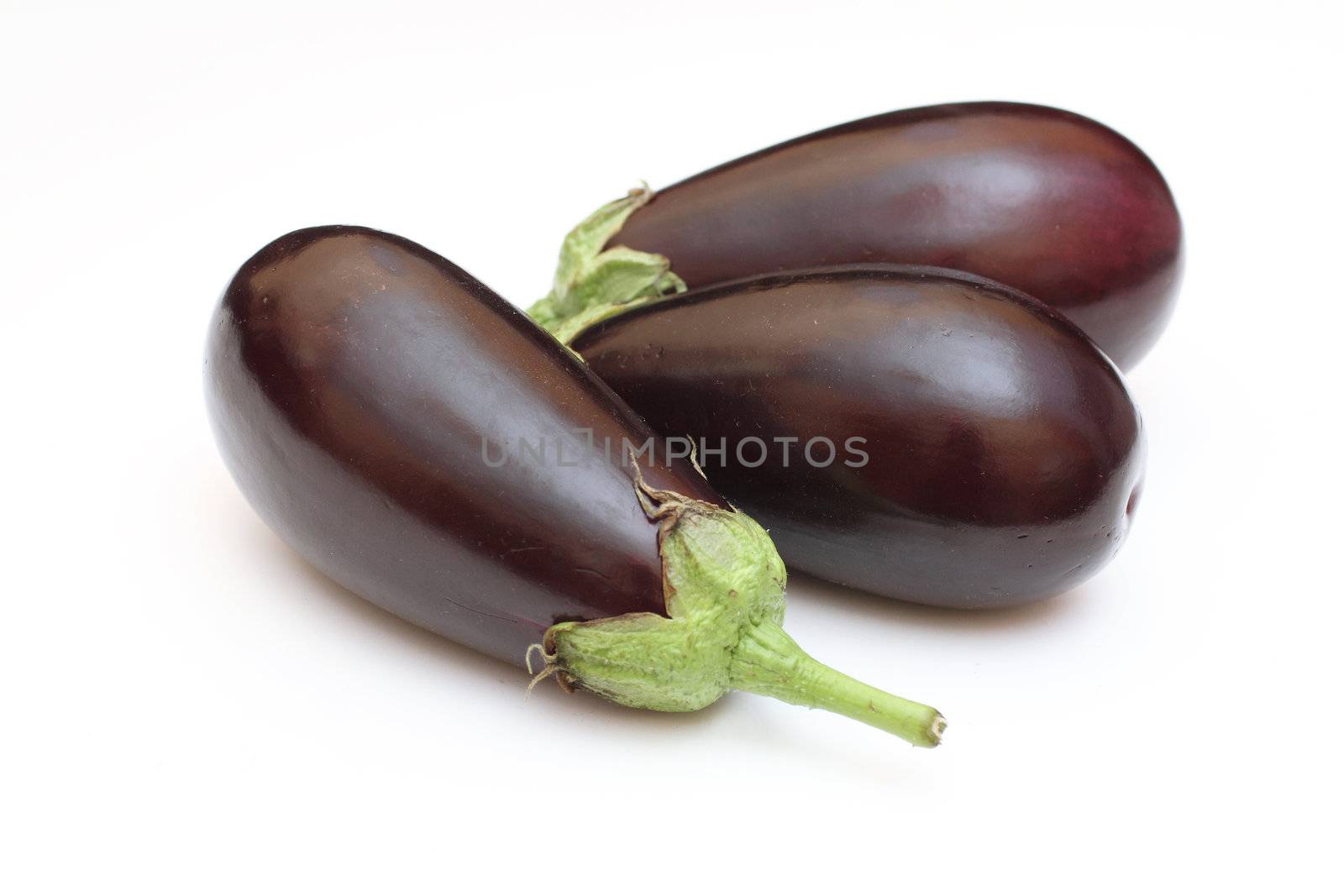 Three eggplant isolated on white