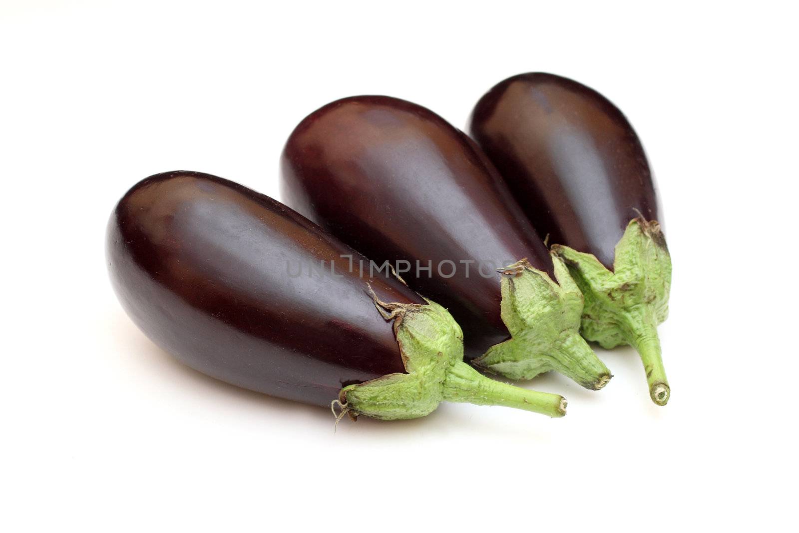 Three eggplant isolated on white