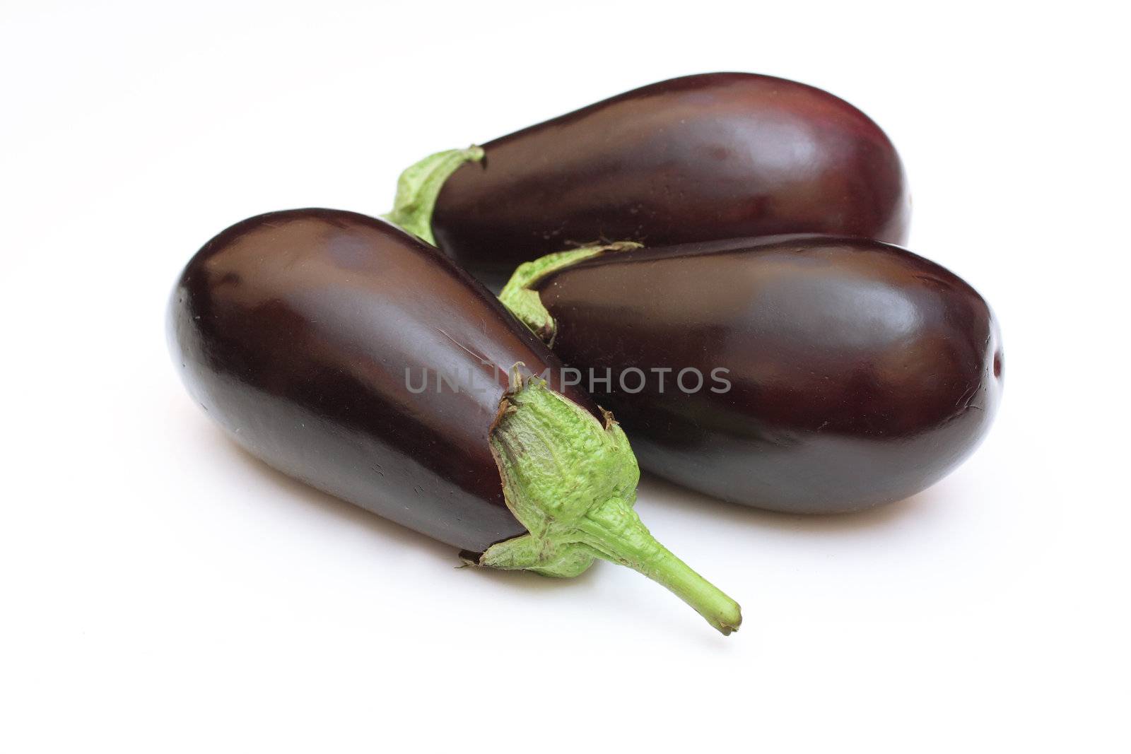 Three eggplant isolated on white