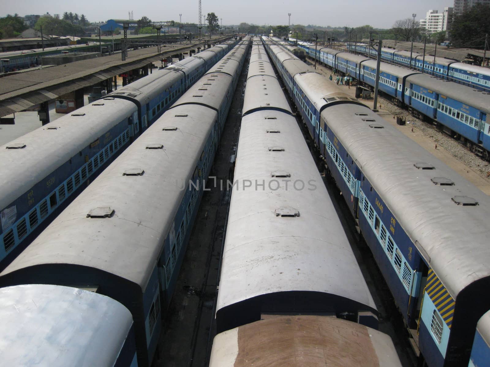 Some of the nearly endless trains at Bangalore station, India