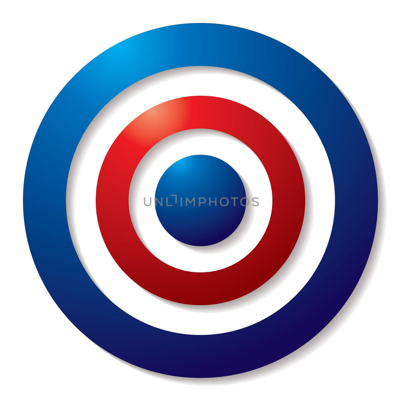 tricolor target in red white and blue with shadow effect