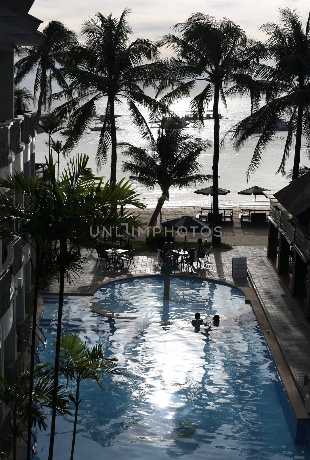 Hotel on Boracay during a sunset