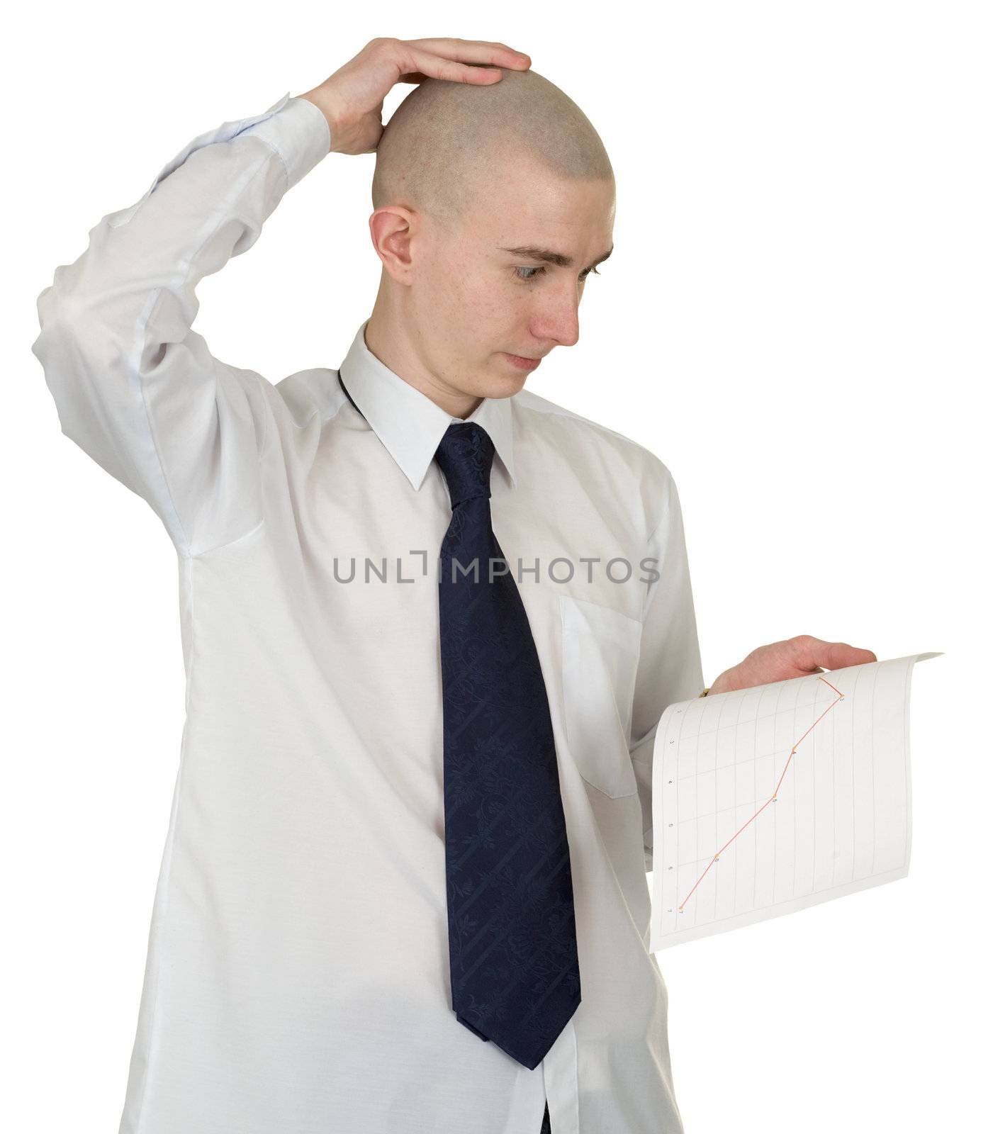The perplexed guy with the financial graph in hands