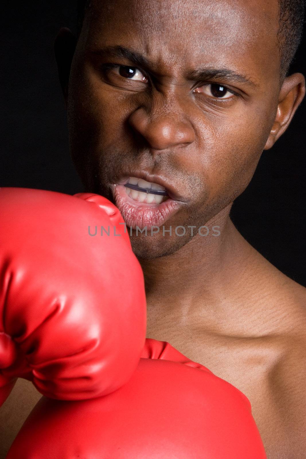 Professional african american male boxer
