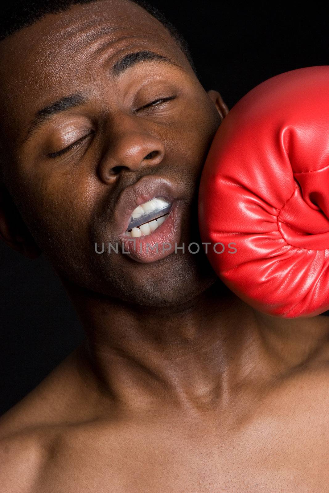 Black professional boxing man knockout