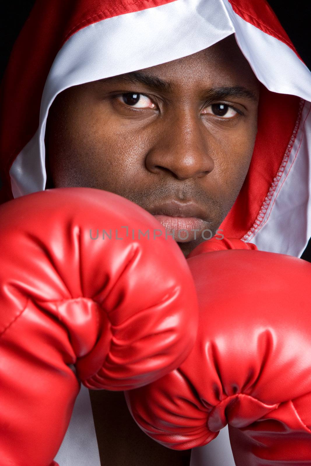 Professional african american boxer man