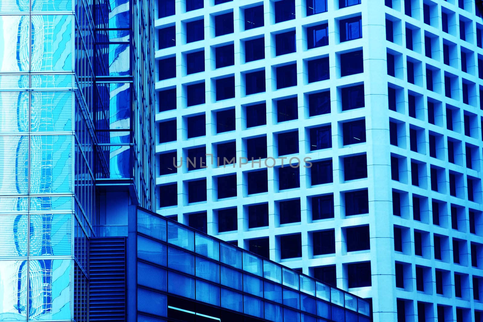 office building at day with blue toned.