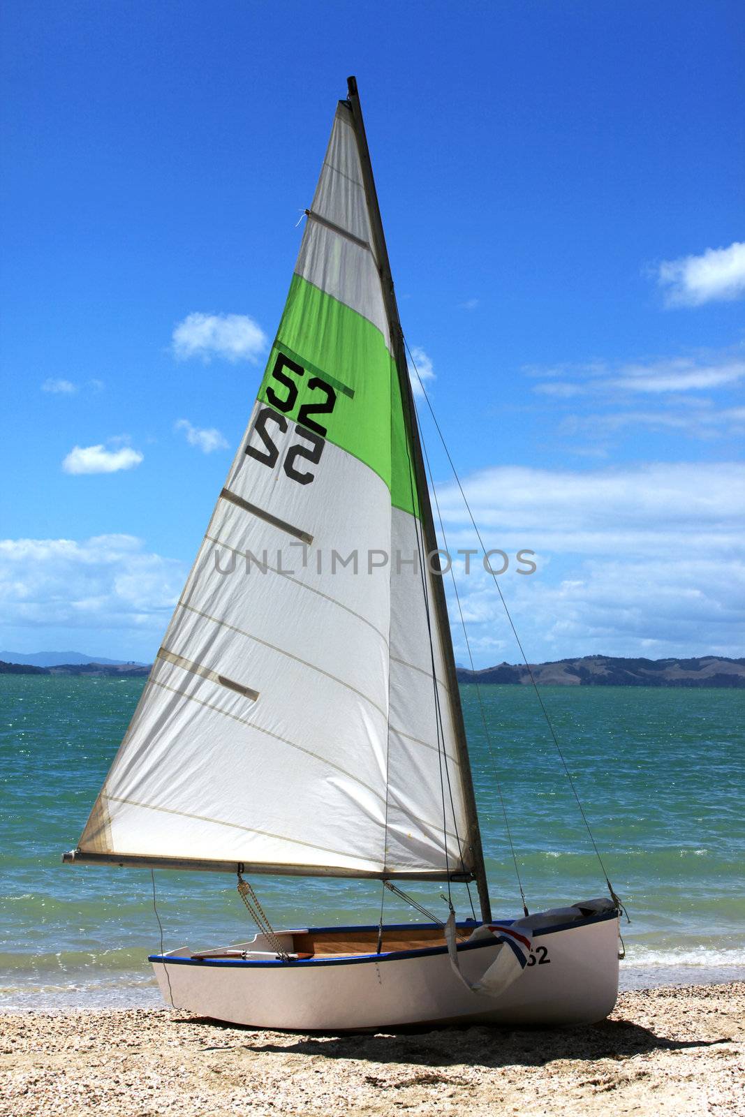 Sailing boat on a deserted coast
