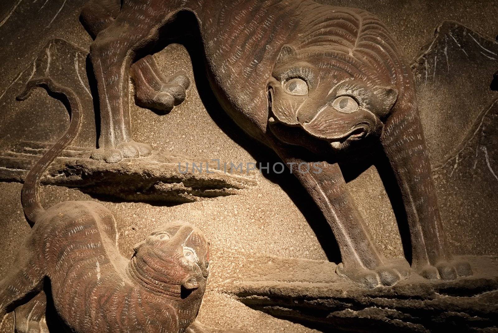 The isolated chinese temple stone carving - tiger.