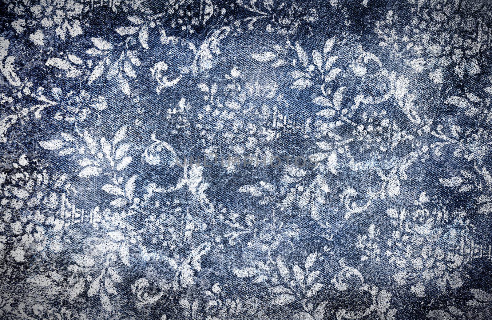 Grungy denim with faded floral effect by Sandralise