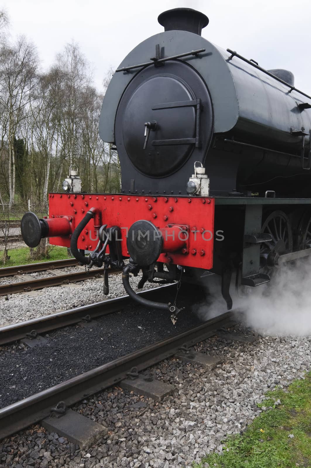 Steam train in Peak District National Park England