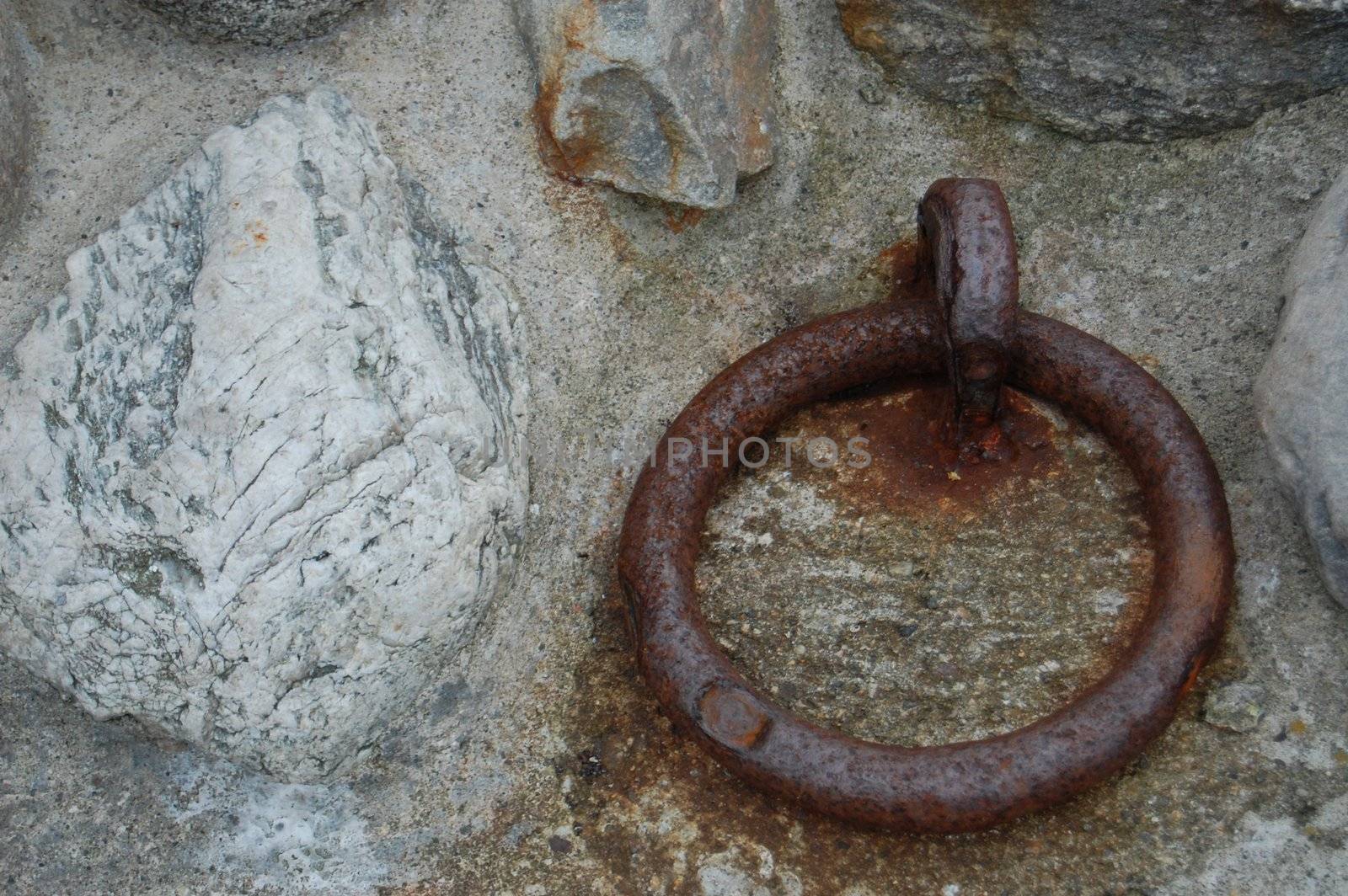 mooring ring and stone