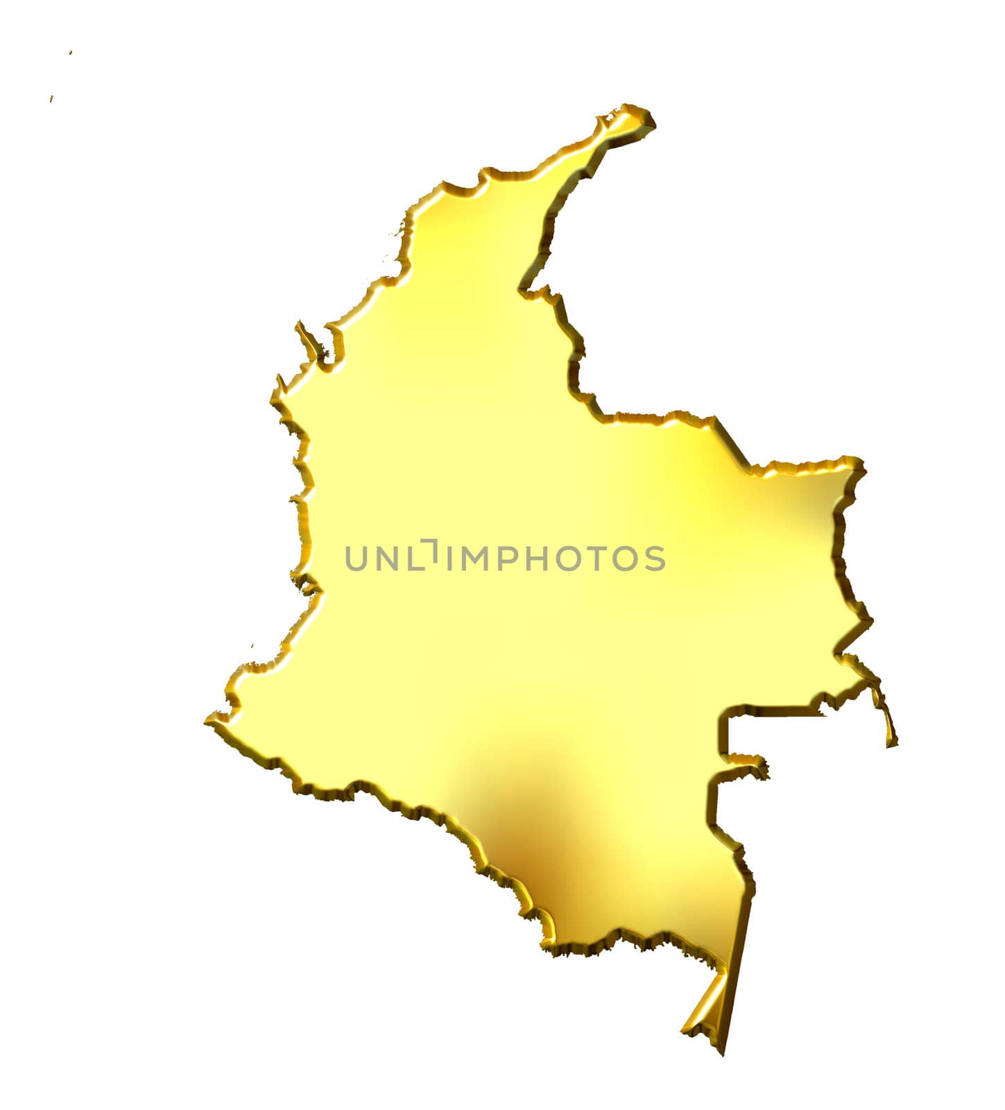 Colombia 3d Golden Map by Georgios