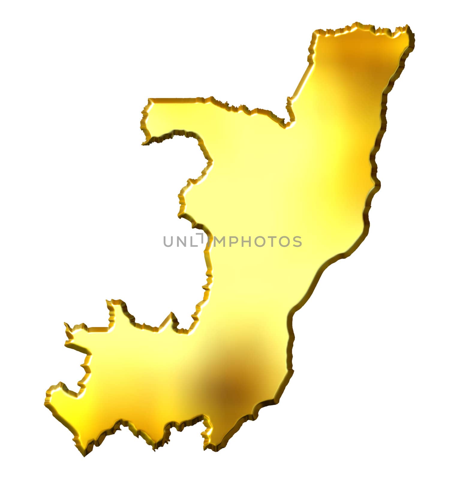 Congo republic of 3d golden map isolated in white