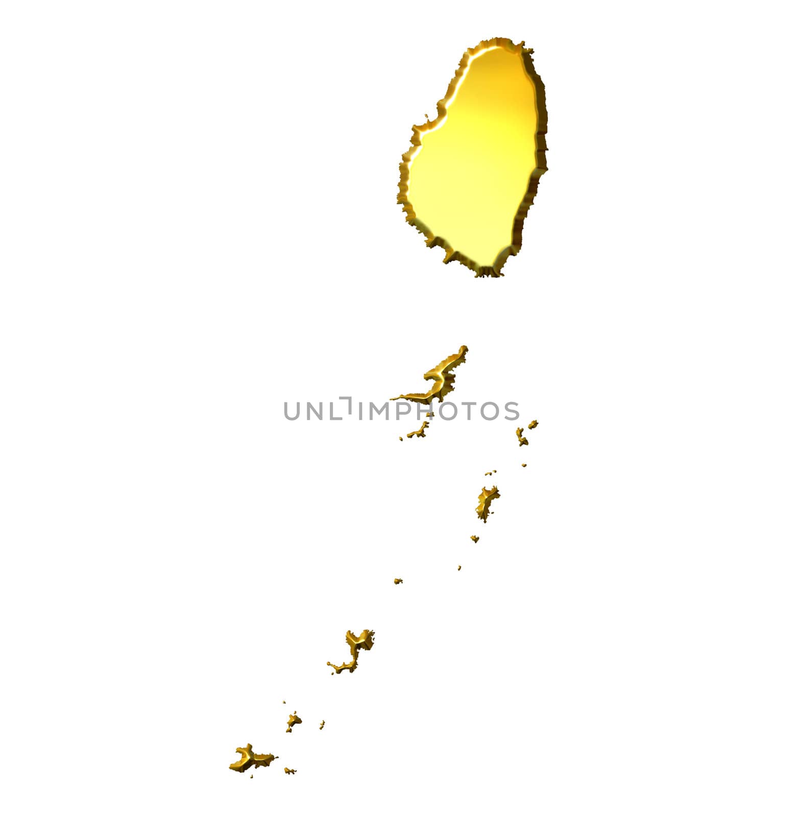 Saint Vincent and the Grenadines 3d Golden Map by Georgios