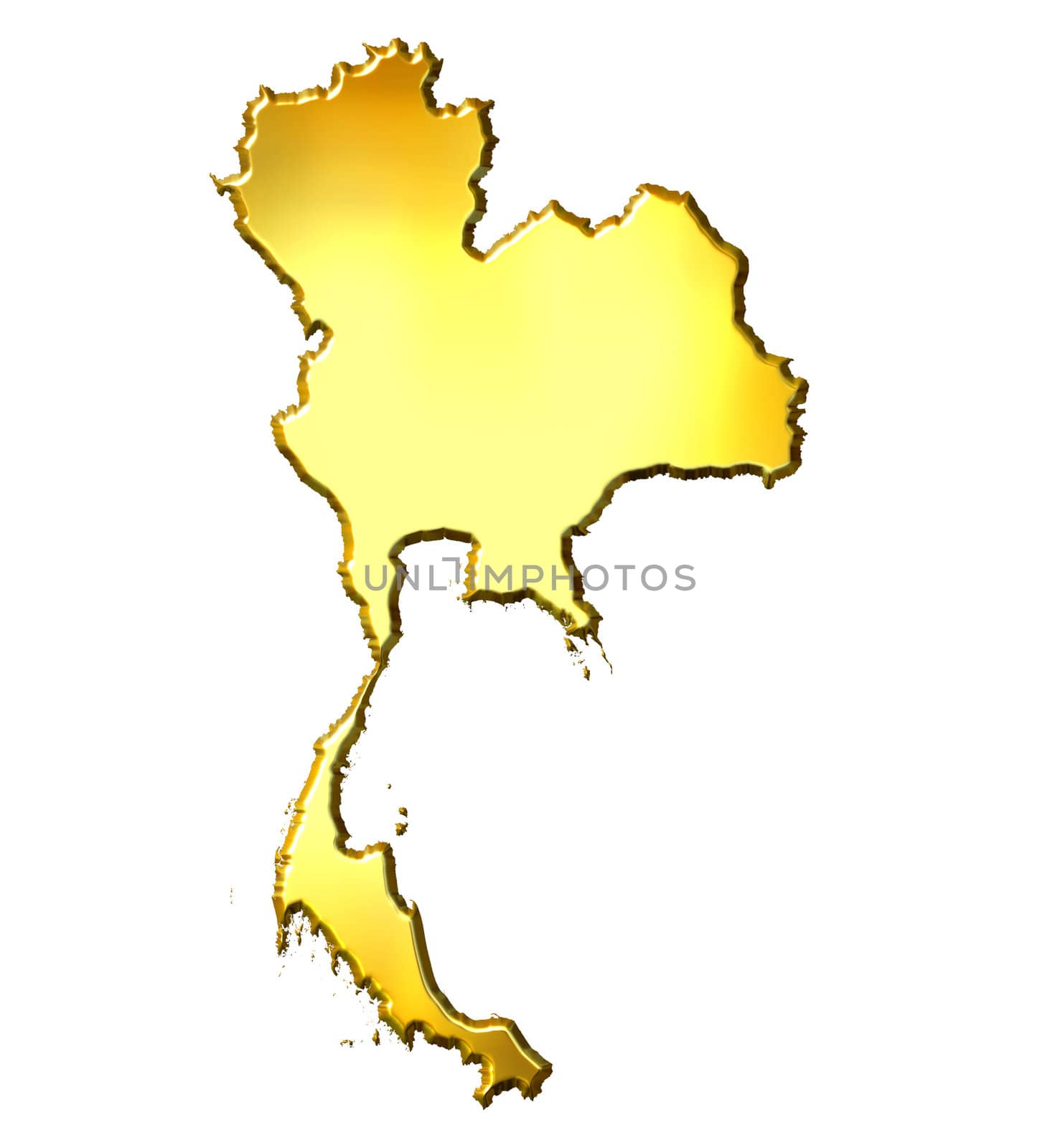 Thailand 3d Golden Map by Georgios