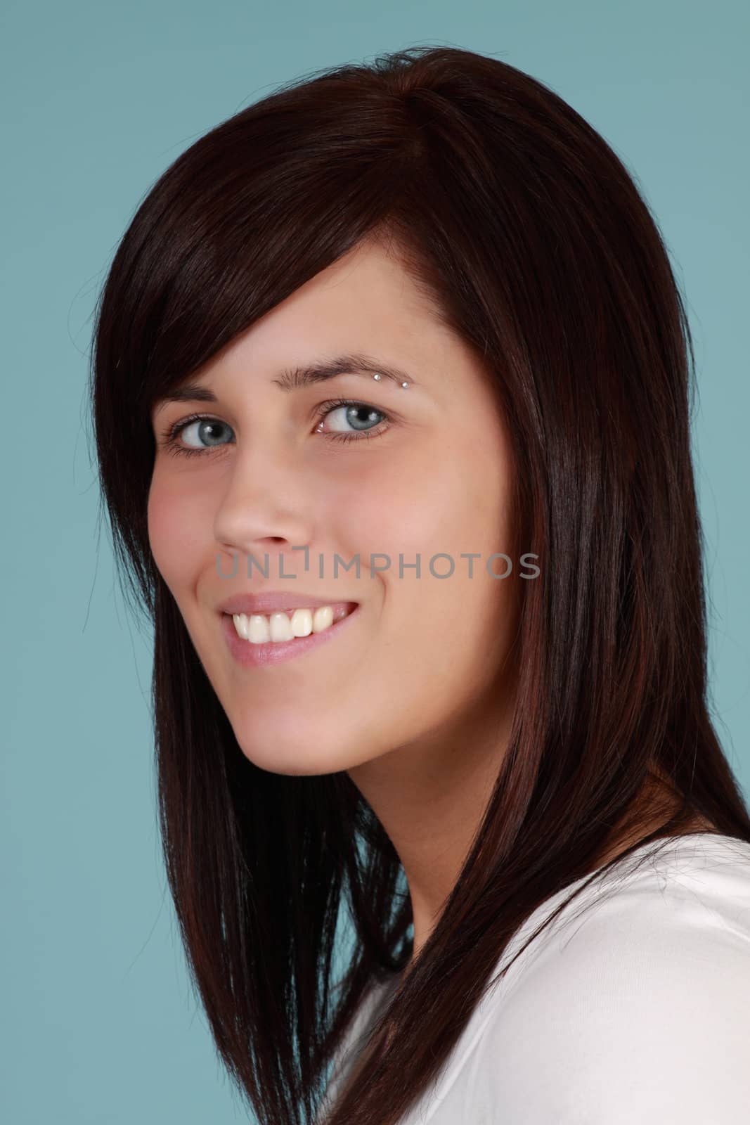 portrait of a cute caucasian brunette girl